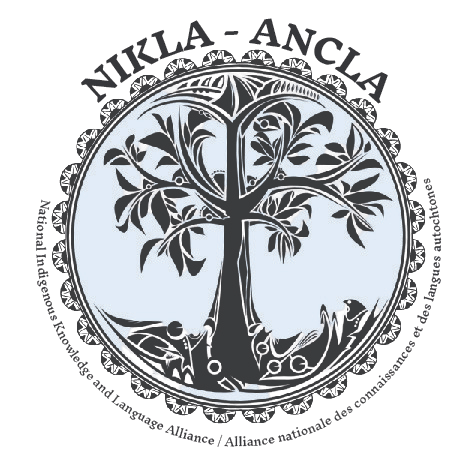 NIKLA Logo, tree in a decorative border in a circle with a light blue background